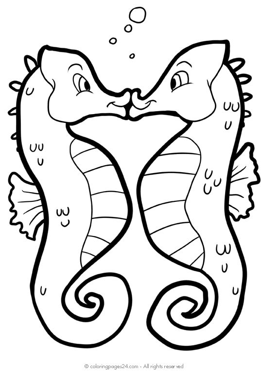 Plansa de colorat cu Cal de mare 10 2